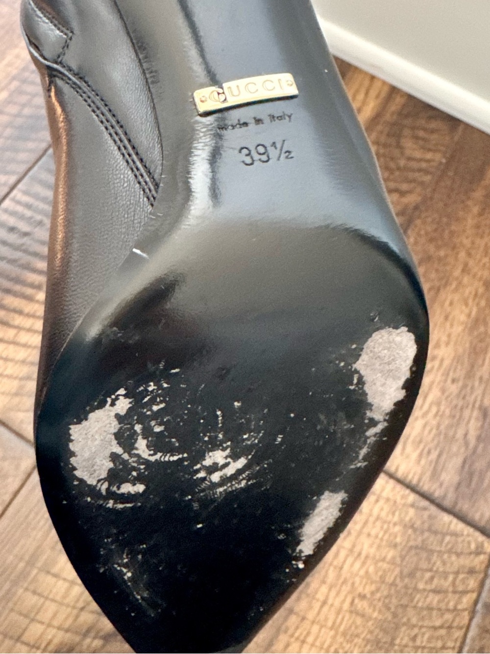 Gucci Black Leather Horsebit Accent Stiletto Boots - Picture 7 of 8